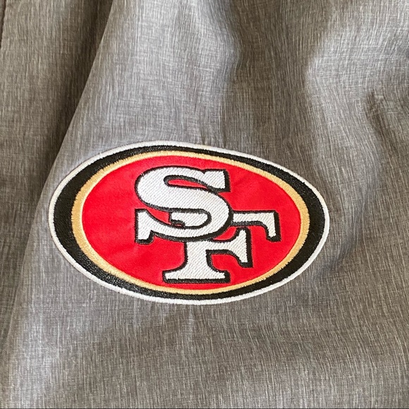 NFL 49ers Gray Hooded Water Resistant Zip Up Jacket - Picture 3 of 12